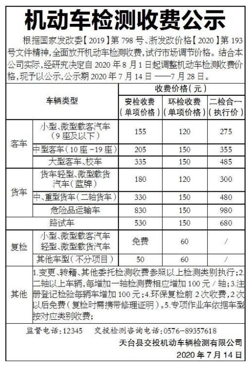 审车费用收费标准2022