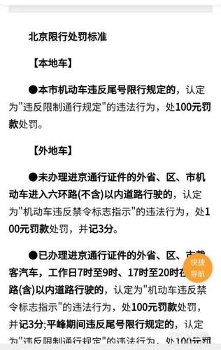 北京违反限号规定怎么处罚