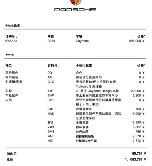 保时捷报价表 保时捷的全系的报价是