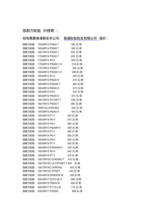 倍耐力轮胎报价表 倍耐力轮胎价格表