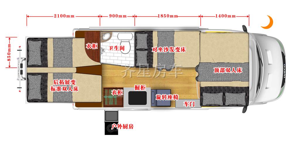 依维柯房车内部 直降8万的依维柯房车内部啥样带3张大床住5口人,全家用真舒服