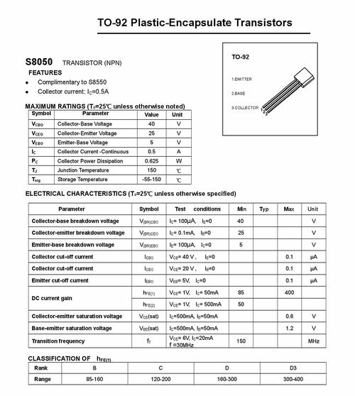 s8050三极管引脚 S8050引脚如何判断