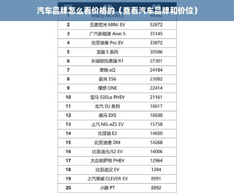 汽车品牌怎么看价格的（查看汽车品牌和价位）