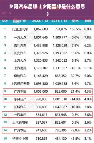 夕阳汽车品牌（夕阳品牌是什么意思）