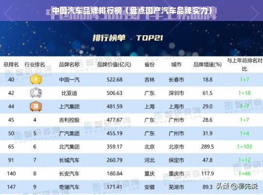 中国汽车品牌排行榜（盘点国产汽车品牌实力）