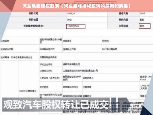 汽车品牌授权取消（汽车品牌授权取消的原因和后果）