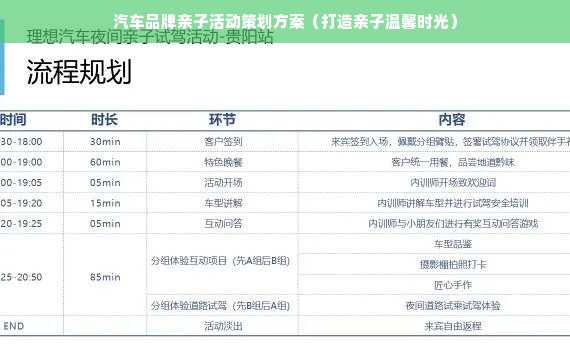 汽车品牌亲子活动策划方案（打造亲子温馨时光）