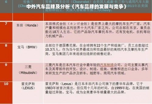 中外汽车品牌及分析（汽车品牌的发展与竞争）