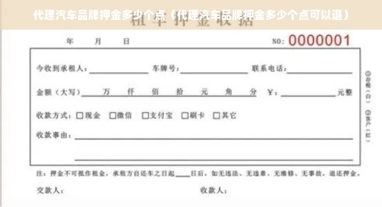 代理汽车品牌押金多少个点（代理汽车品牌押金多少个点可以退）