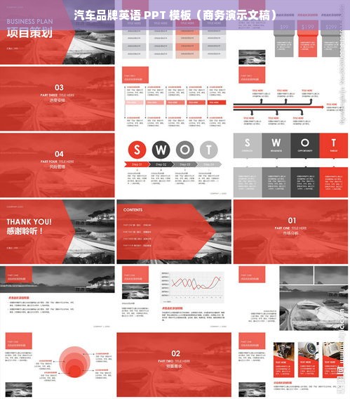 汽车品牌英语 PPT 模板（商务演示文稿）