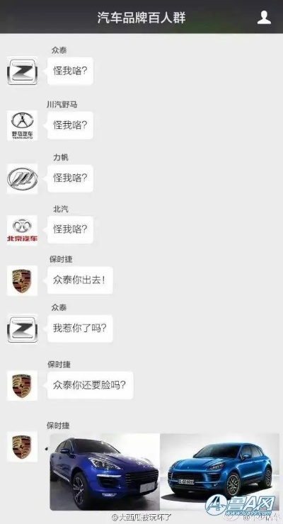 汽车品牌百人群搞笑（群聊趣闻和段子分享）