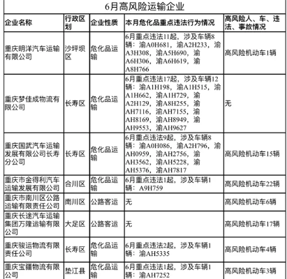 重庆十大危险汽车品牌（重庆市危险品运输企业名单）