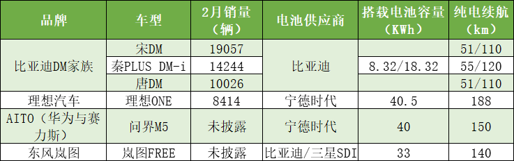 电池种类汽车品牌