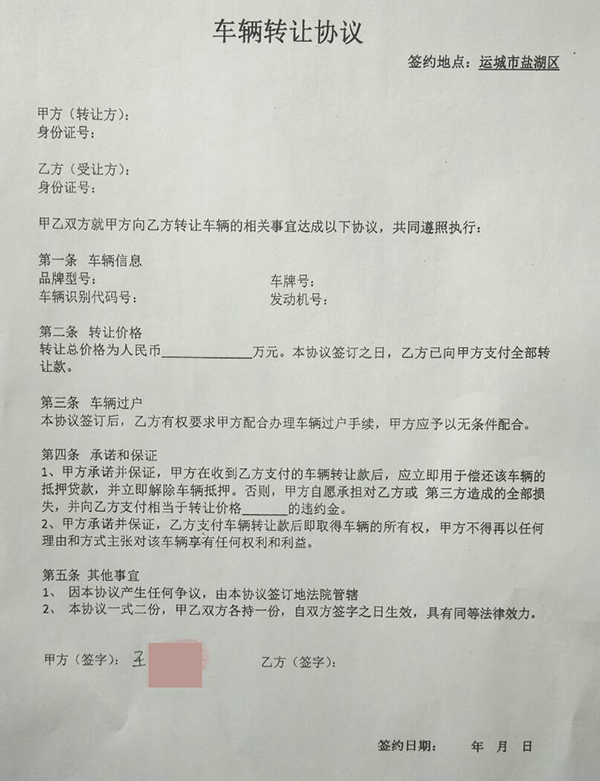 汽车品牌转让合同