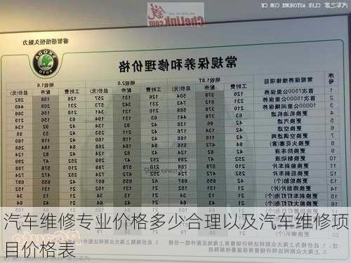 汽车品牌维修价格解析