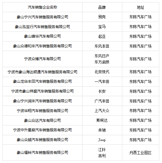 舟山汽车品牌大全