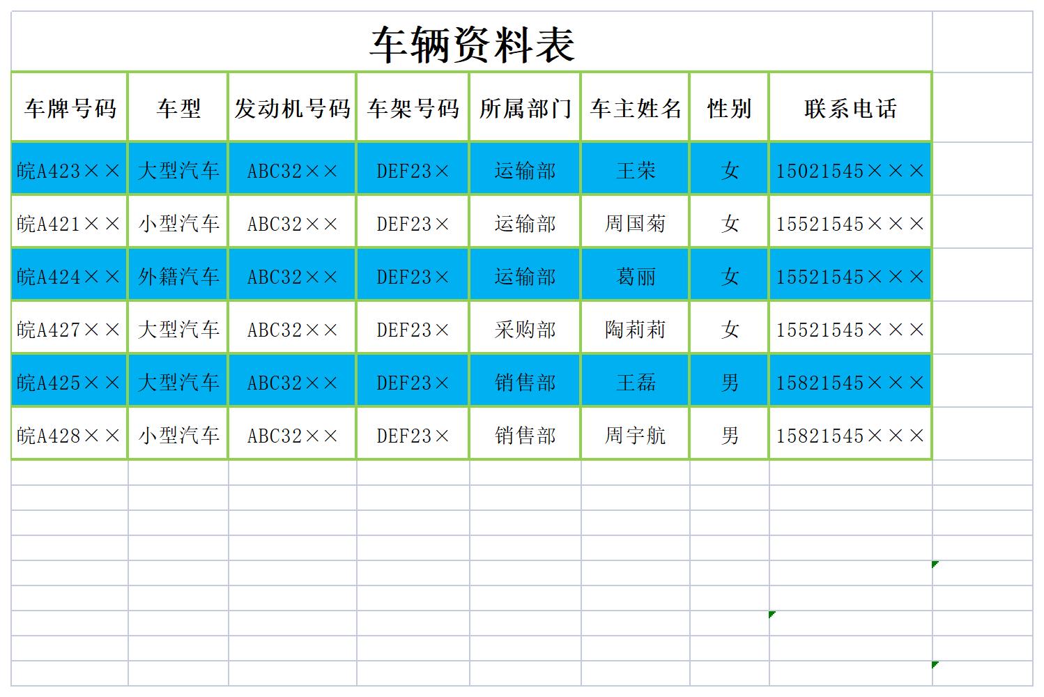 汽车品牌车型列表Excel