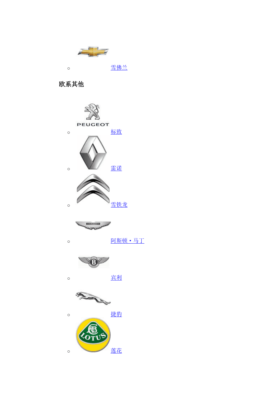 汽车品牌及商标类型