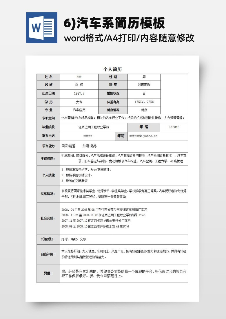 汽车品牌用户运营简历