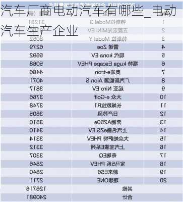 电动汽车品牌厂家分析