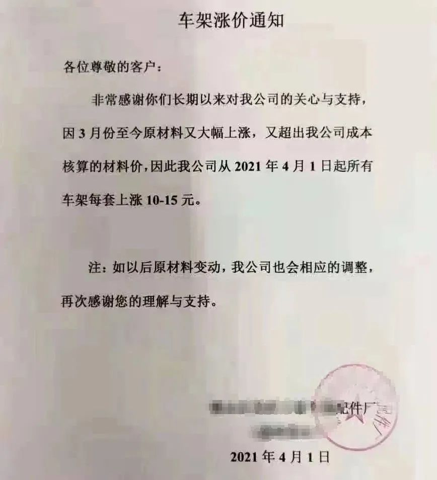 汽车品牌涨价公告最新